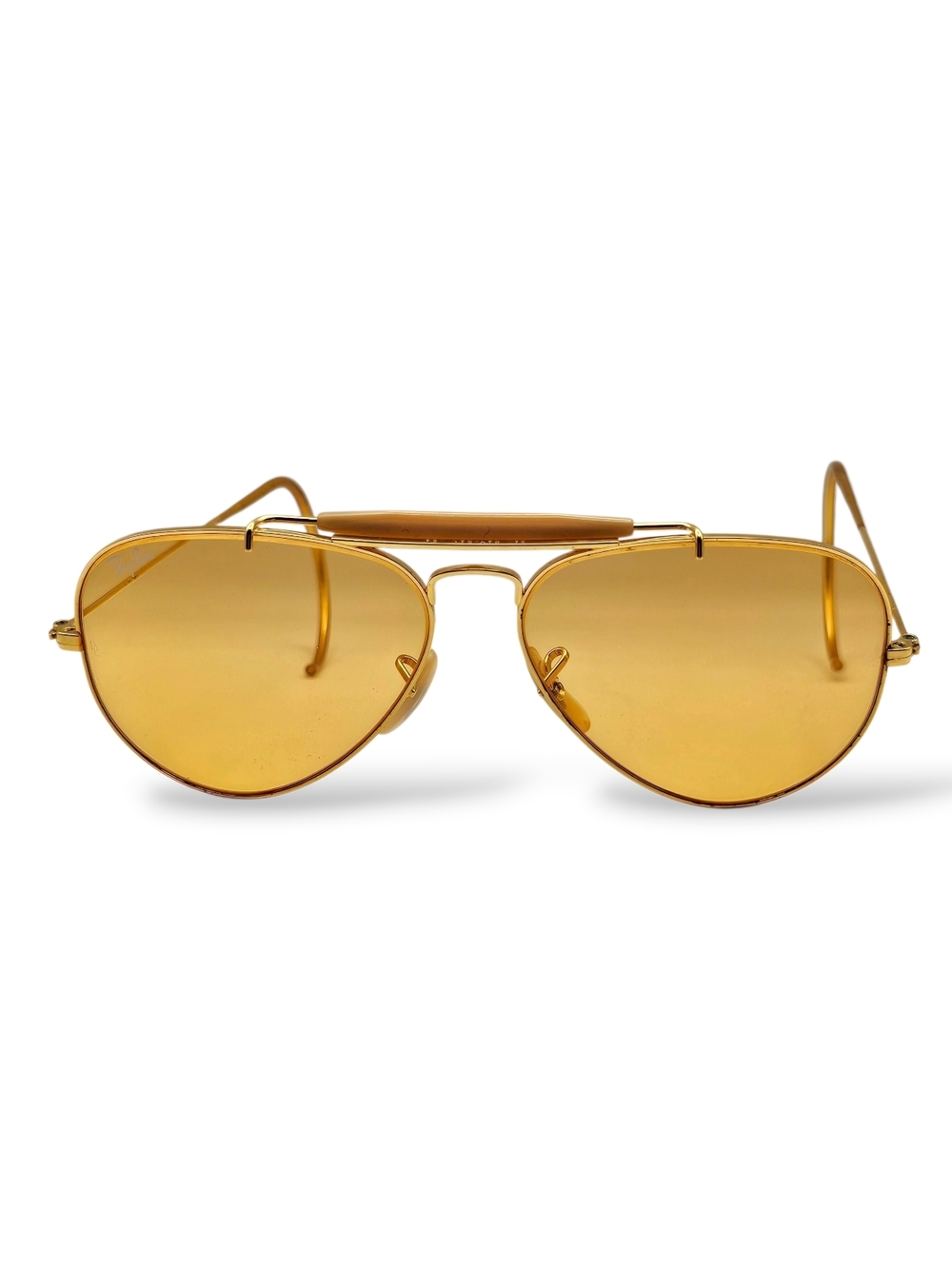 Ray-Ban Gold Frame Amber Lens Aviator Sunglasses